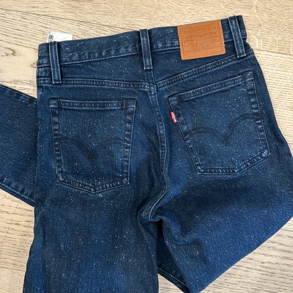 Levi’s speckled dark blue indigo denim jeans Wedgie straight leg mid rise 25 - Picture 4 of 4